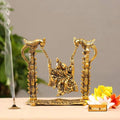KridayKraft Radha Krishna on Swing jhula Gold Plated Metal Statue Decor Your Home, Office (Medium)