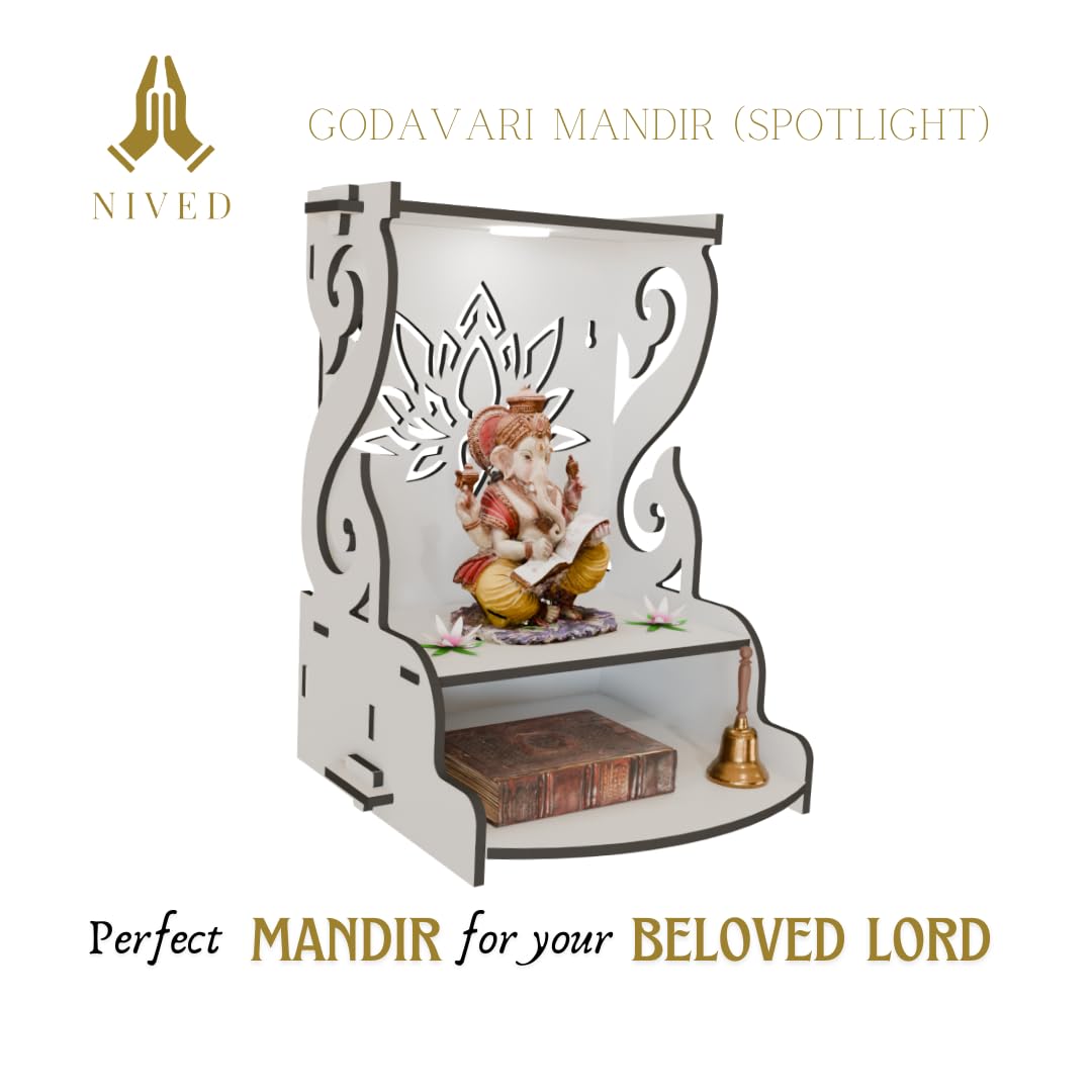NIVED GODAVARI Engineered Wood Mandir, White