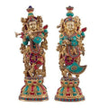 SVARUP Brass Radha Krishna Idol in Multicolor Height 21 Inch
