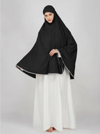ANAApparels ANA Arisha Black Solid Prayer Dress – Soft Rayon Cotton Namaz Makhna with Tie Knot | 40″ Front × 44″ Back | Lightweight, Ready to Wear for Hajj, Umrah & Salah