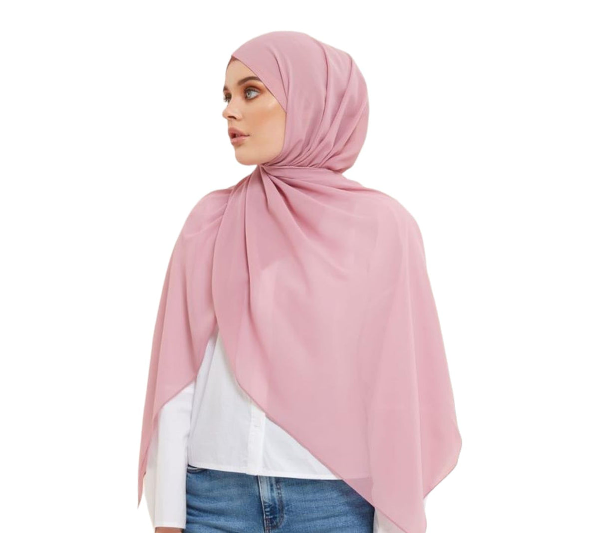 URSHIA MALAYSIAN GEORGETTE HIJAB/DIAMOND GEORGETTE HIJAB FOR WOMEN (LIGHT TEA PINK)