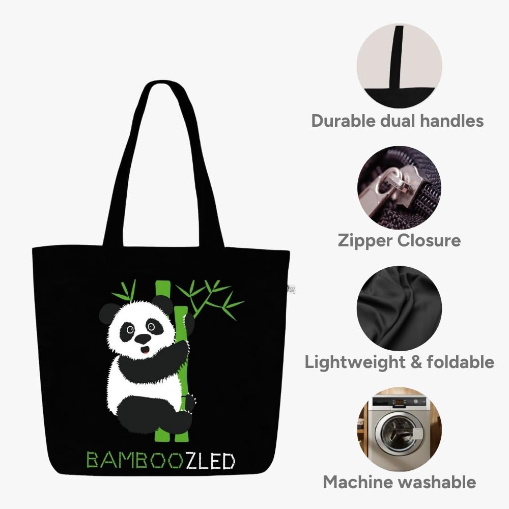 Eco Right Large Canvas Tote Bag for Women, Tote Handbags for Women with Zipper & Inner Pocket for College, Shopping, Office