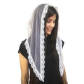 Netted Mantilla Veil Triangle Lace Veil Catholic Church Veils Infinity Chapel Veil Tulle Scarf Head Covering Latin Mass (White) Large Church Scarf (Pack of 1)