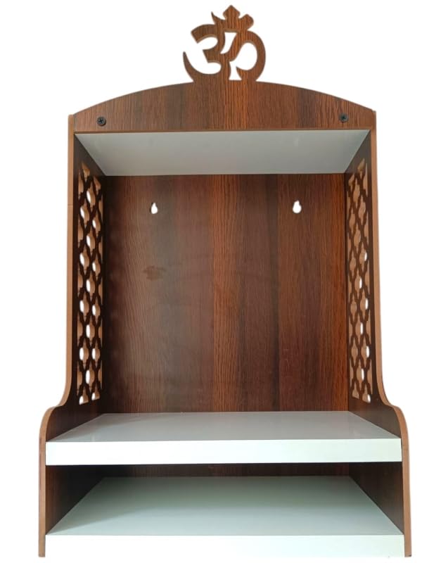 New Premium OM Jali Mandir, Wall Mount Temple, Home and Office Wall Mount and Table Top Temple, Puja Ghar, Dev Ghar, Brown & White