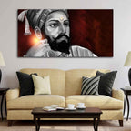 VIBECRAFTS Canvas Paintings for Living Room Drawing Room Chhatrapati Shivaji Maharaj Canvas Wall Painting Fitted With Wooden Frame For Home | Office | Living Room | Gifts (PTVCH_2553N)