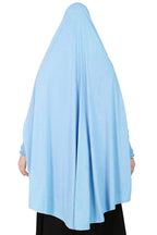 ICW Women Stretchable Jersey Smoking Sleeve Jilbab Cum Prayer khimar Hijab (Free Size) (Pastle Blue)