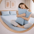 THE HOME STYLE Solid Cotton Feel Pillow Covers (18 x 28 inches, Set of 2 Pcs) | 300 TC | Super Soft & Smooth (Sky)