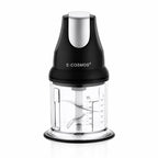 E-COSMOS® Ultra Fast 250 Watts Electric Chopper – Twin Blade Vegetable Cutter & Mincer – 500ml Plastic Bowl with Storage Lid – Durable 100% Copper Motor – Multi-Purpose Whisk & Blend (Black)