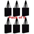 CrownLit Large Cotton Tote Bag, 40 x 37.5 cm, Durable, Carry up to 15-20 kg, Multiple Uses, Eco-Friendly Material, 300GSM Thick Fabric Quality, Set of 6
