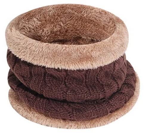 Alexvyan Winter Neck Scarf Soft Warm Snow Proof Knitted (Inside Fur) Woolen Scarf for Women Girl Boys Man (Dark Brown), For Unisex