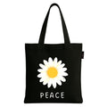 Peach Blossom Women’s Cotton Printed Tote Bag_BLK - PEACE