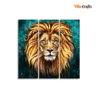 VIBECRAFTS 3 Pieces Lion Face Canvas Wall Painting Fitted With Wooden Frame For Home | Office | Living Room | Gifts (PTVC3Pcs1_9508)