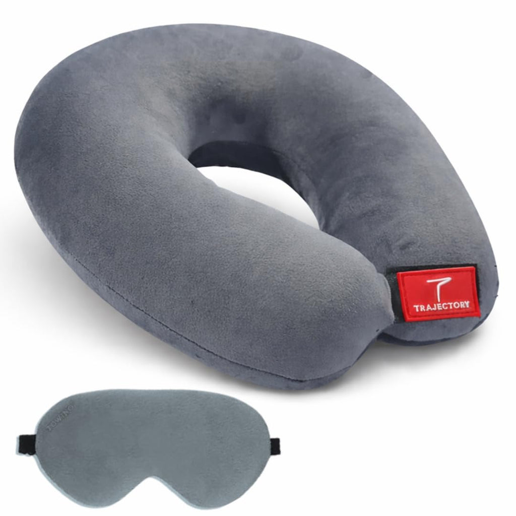 CELEORIS Cute Plush Travel Neck Pillow & Sleep Eye Mask Set, Cartoon Animal U Shape Head Support Pillow for Kids & Adults, Portable Airplane, Car & Office Nap Cushion Multi Design