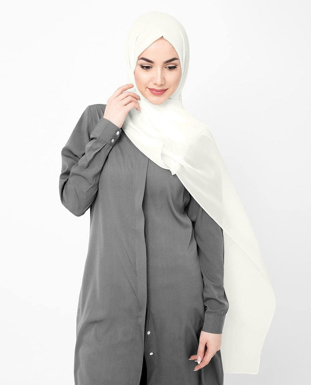 ICW Georgette Stripe Female Scarf Stoles For Women (Malaysian Georgette Fabric) (White)