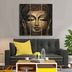 VIBECRAFTS Spiritual Buddha 3 Pieces Canvas Wall Painting Fitted With Wooden Frame For Home | Office | Living Room | Gifts (PTVC3Pcs1_9501)