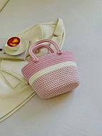 BEAUTIFUL HOMMIES Attractive Hand Bag |large Tote Bag |Summer Bag | Bucket Bag | Basket Bag | Bamboo Tote | Beach Bags for Women|Boho Bag|Handbag |Jute Bag |Handmade Bag (BABY PINK WITH STYLISH)