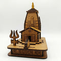 Handcrafted Wooden Kedarnath Temple Model with Trishul – Miniature Lord Shiva Temple Showpiece for Home Décor, Pooja Room, Office Desk, Spiritual Gift & Souvenir Item (11.43 x 7.62 x 11.43 cm)