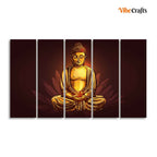 VIBECRAFTS Devotional Buddha Meditating Canvas Wall Painting For Home|Office|Living Room|Gift (PTVC5Pcs4_8618)