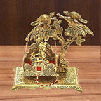 Prince Home Decor & Gifts Krishna Seated on a Aluminium Jhoola Hanging on Tree in Metal handicrafts by Prince Home Decors & Gifts (Gold)