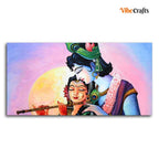 VIBECRAFTS Canvas Paintings for Living Room Drawing Room Colorful Wall Painting of Radha Krishna Fitted with Wooden Frame for Home|Office|Gift(PTVCH_2243)