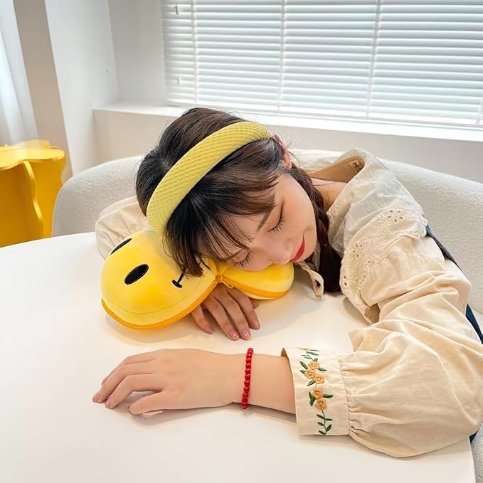 AGS MART Exter Soft Nylon Neck Pillow with Eye Mask Traveling, Car, Bus,Flight,Train
