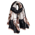 ICW Women's Floral Printed Cotton Scarf Stoles Shawl (Black)