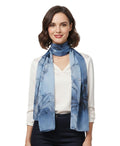 Alexvyan Blue Floral Chiffon Summer Scarves 150 x 50 cm, Light Weightwith Stitched Border, Lightweight Fashion Scarf for Women Sun Protection Stole