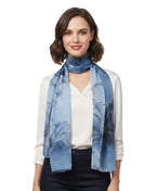 Alexvyan Blue Floral Chiffon Summer Scarves 150 x 50 cm, Light Weightwith Stitched Border, Lightweight Fashion Scarf for Women Sun Protection Stole