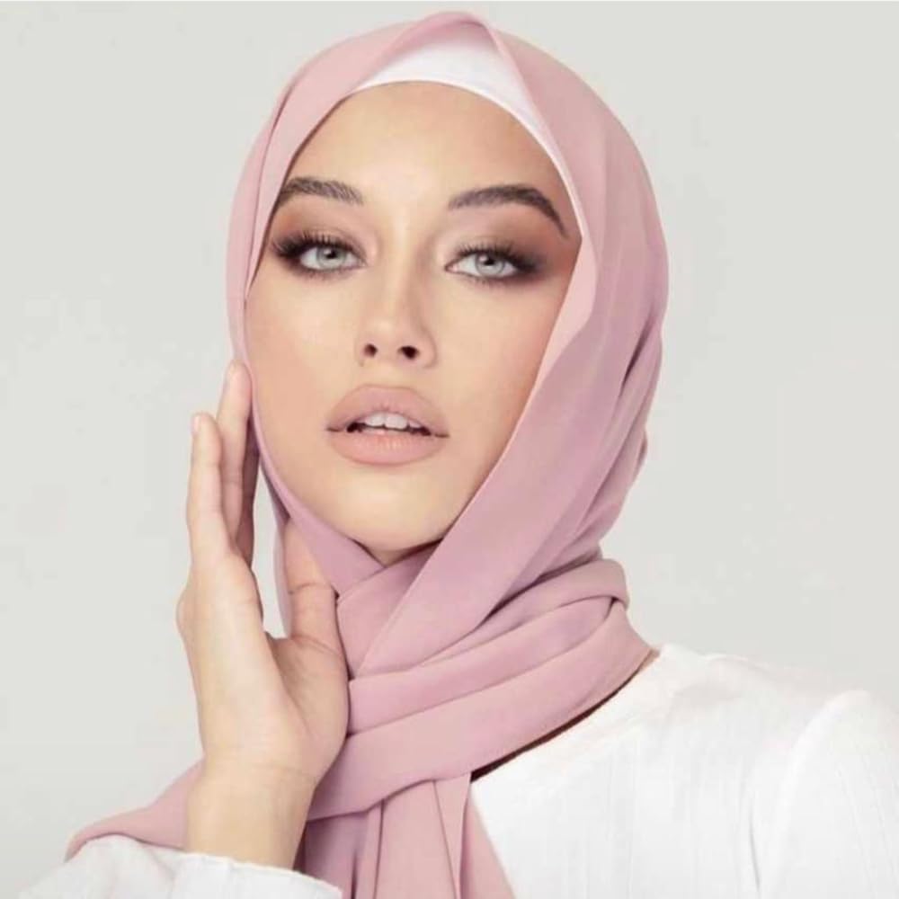 Trending Plain Chiffon Georgette Fancy Hijab/Scarves/Shawl/Stoles/Duppatta Combo of 3 Muslim Women Malaysian Soft College Girls Abaya Scarf Collection (Musturd, Biscuit, Brown)