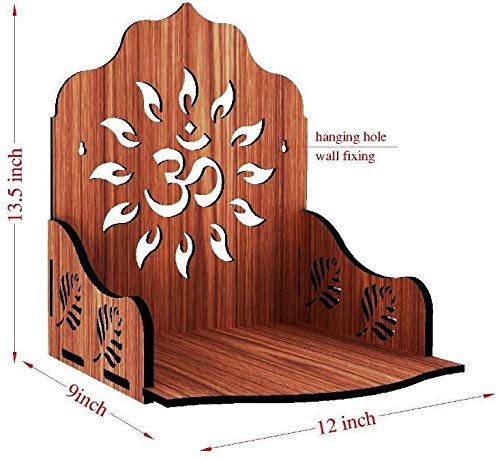 SSI Wooden Mandir for Pooja Home Decoration Wall Mountend Beautiful Temple