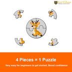 Artvibes Cute Animals Premium Wooden Puzzles for Kids | Jigsaw Puzzles for Kids Age 2-5 | 4 Piece Puzzles | Toddlers Wooden Puzzle (PZ_601N), Set of 6