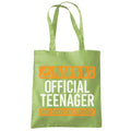 HotScamp 13th Birthday Bag Warning Official Teenager May Contain Attitude - Cotton Tote Bag for Women, Funny Gift for Moody Teen Girls, Friends, and Teenagers Turning 13 - Shopping Shoulder Bag, Kiwi