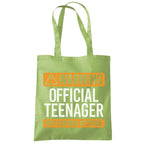 HotScamp 13th Birthday Bag Warning Official Teenager May Contain Attitude - Cotton Tote Bag for Women, Funny Gift for Moody Teen Girls, Friends, and Teenagers Turning 13 - Shopping Shoulder Bag, Kiwi