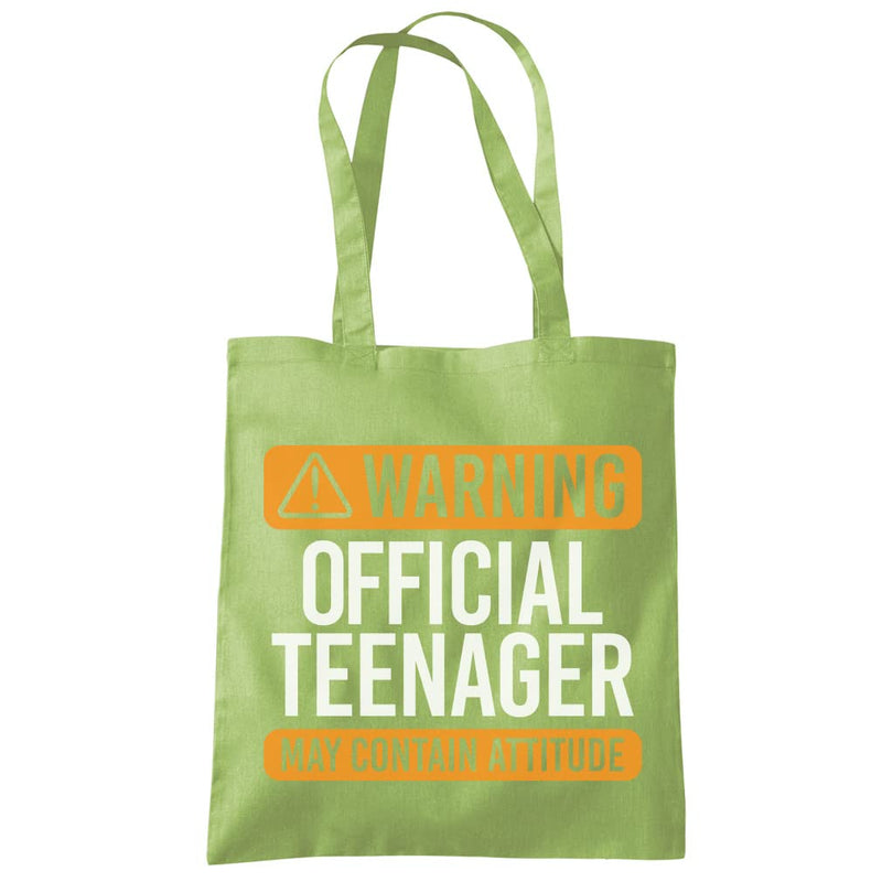 HotScamp 13th Birthday Bag Warning Official Teenager May Contain Attitude - Cotton Tote Bag for Women, Funny Gift for Moody Teen Girls, Friends, and Teenagers Turning 13 - Shopping Shoulder Bag, Kiwi
