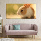 VIBECRAFTS Canvas Paintings for Living Room Drawing Room Premium Cute White & Brown Bunny Canvas Wall Painting Wall Painting Fitted with Wooden Frame for Home | Office | Gift (PTVCH_2319)