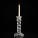 Pure Source India Crystal Taper Candle Holder,15 cm for Home Dining, Christmas & Diwali Decor