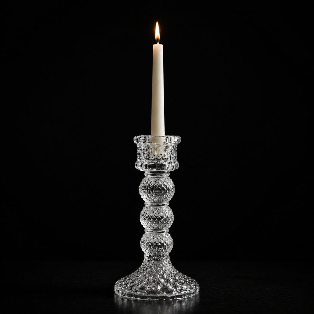 Pure Source India Crystal Taper Candle Holder,15 cm for Home Dining, Christmas & Diwali Decor