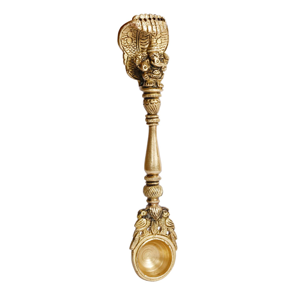 Artvarko Brass Ganesha Havan Spoon Idol Sheshnaag Ganesh Achmani Spoon for Hawan Kund Ghee Pooja 6.5 Inch