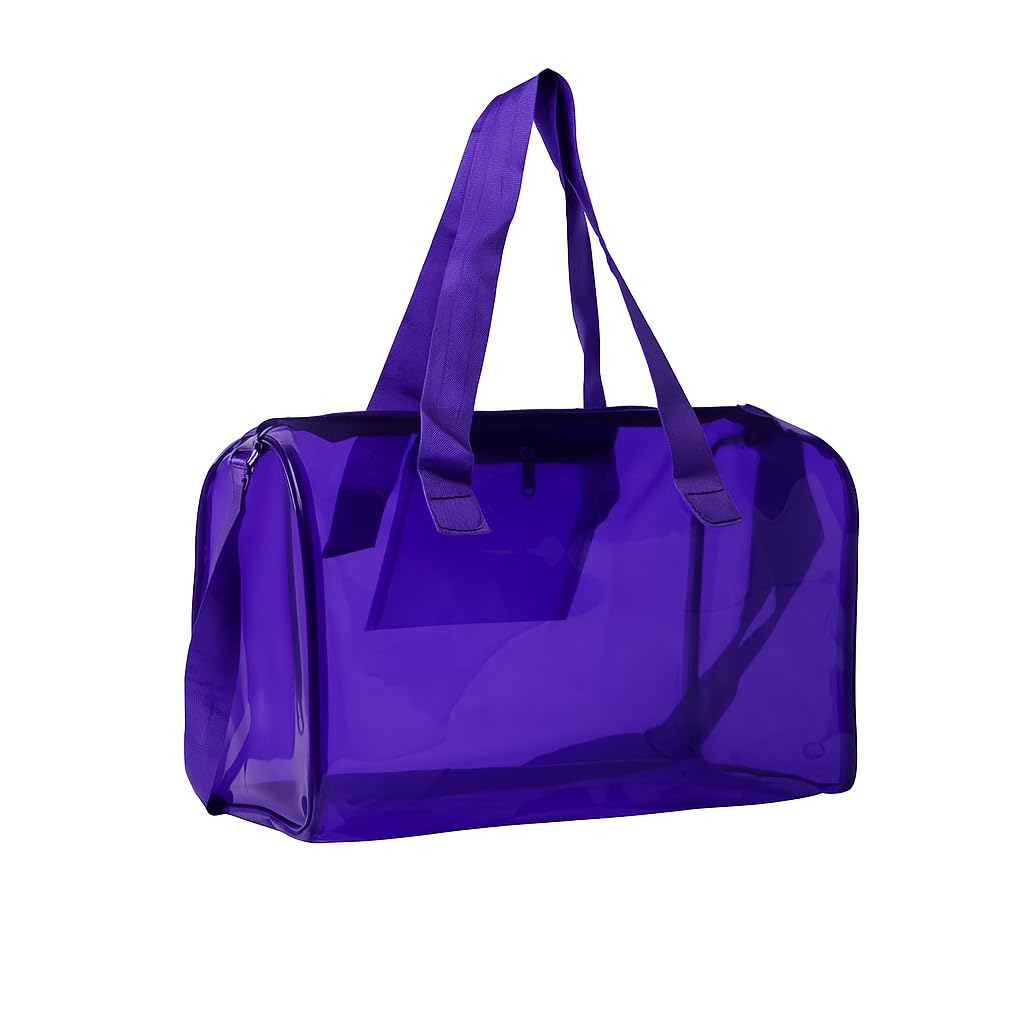 THE BLING GLOBAL Transparent PVC Duffle Bag For Kids,Jelly Shoulder Bag, Stylish Clear Handbag with Double Handles, for Rakhi Gift, Kids Bag for Rakhi Celebration, (Purple)