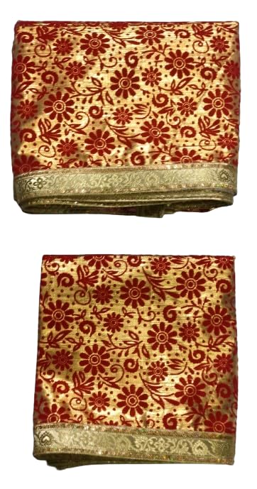 Lakshmi Maa Collection Shirdi Shri Sai's Beautiful dress Shawl/Duppata Pheta Poshak/Dress Set in printed work Cloth red (3 pec.)