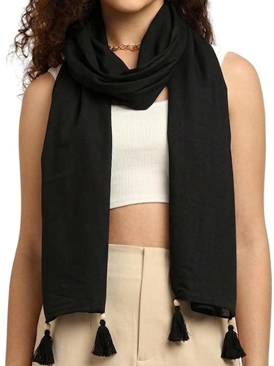 NSQE Cotton Scarf|Scarf for Women|Cotton Stole|Soft Beach Wrap|Tassel Design|Easily fits 180 * 50cm | Full Face Cover, Head, Hair Face Protection, Sun Protection, Export quality