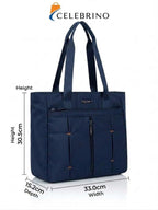 CELEBRINO Spacious Tote Handbag for Women | Nylon Hand Bags with Multiple Zip Compartments | Waterproof Large Shoulder Bag for Office, College, Travel & Shopping | Multi Pocket Zipper Handbags