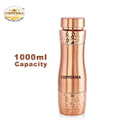 Copperika Tatva Gift Set Copper Water Bottle 1000ml + Copper Glass (Pack of 2-300ml Each) Original Heavy Build |BPA Free With Ayurvedic & Other Health Benefits | Marriage & Return Gift Set
