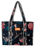 Cotton Tote bag for Women | Shoulder Bag | Durable Shopping bag | Reusable Grocery Bags | Eco friendly Bags| Handmade Cotton Bag | Stylish Quilted handBag |Vegan Tote Bag (Black MULTI)
