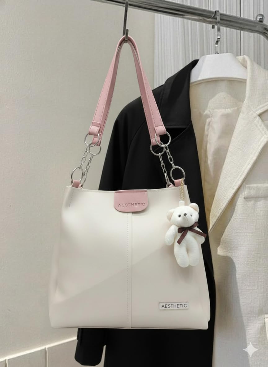 AESTHETIC Women’s Shoulder Handbag | Elegant PU Leather Tote with Chain Strap | Stylish Daily Use Purse for Office, College & Casual Outings-T-06