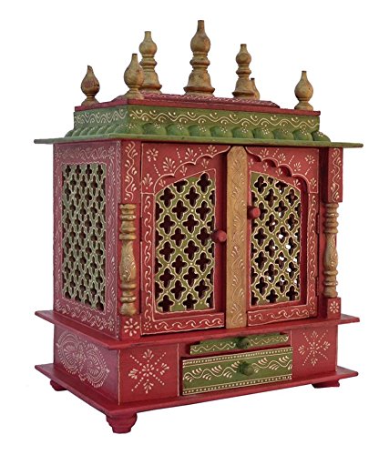 Jodhpur Handicrafts Home Wooden Temple/Pooja Mandir with LED Bulb