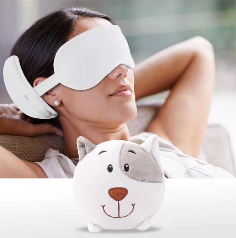 Nil Madhav Enterprise 2-in-1 Travel Pillow and Eye Mask Set, Memory Foam Neck Support, Lightweight Portable Design, Cute Animal Plush Soft Eye Mask Blindfold for Sleeping, Nights and Travel