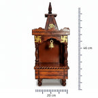 Claws Wooden Wall Mount Pooja Mandir | Brown Pooja Temple Stand with Om and Swastik Design (14Dx20Wx 46H Cm)