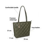 Mochi Women's Green Stylish Faux Leather Tote Bag (66-365)