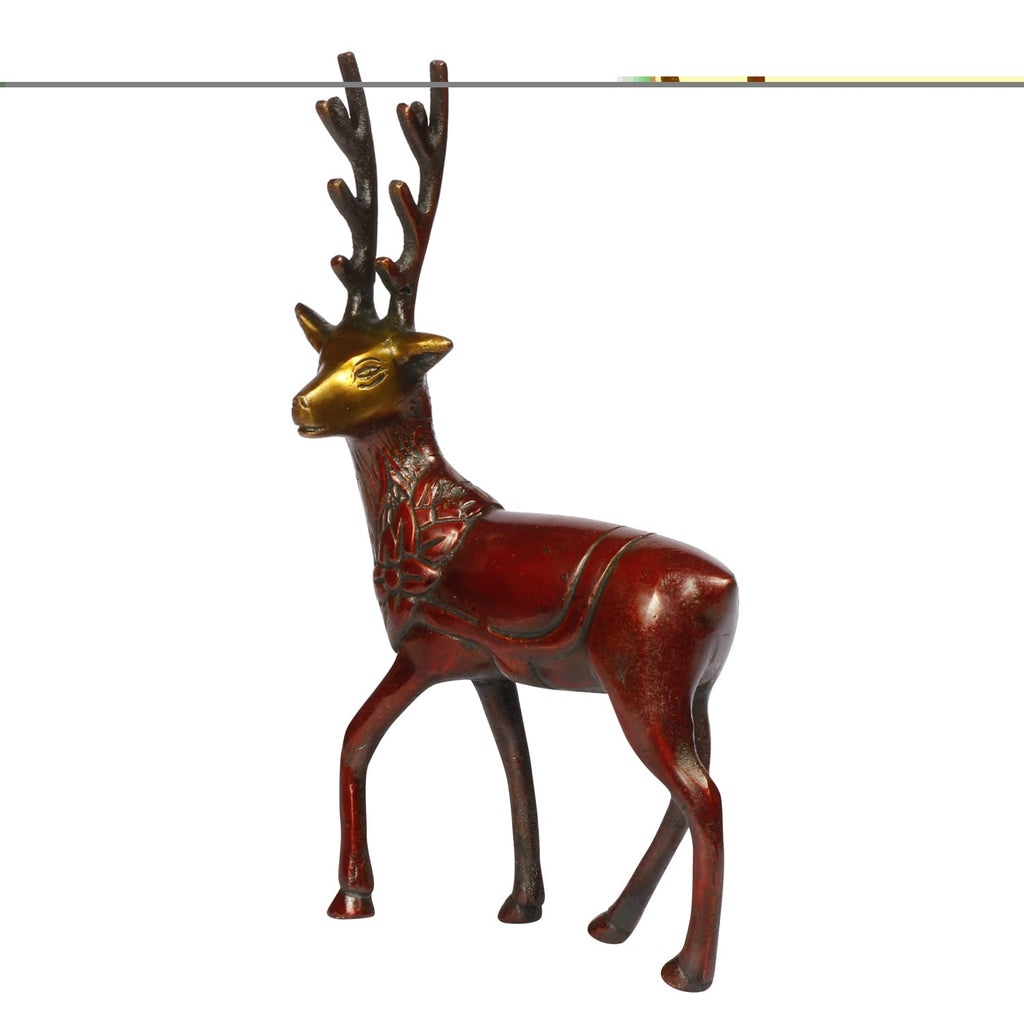 ARTVARKO Brass Deer Statue Home Décor Murti Idol for Home Office Shop Decorative Showpiece Vaastu and Gift (Cherry Gold 7 Inch)